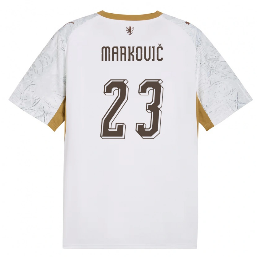 Danxen Dámské Česko Jakub Markovic #23 Smetanová Zlatá Šedá Daleko Hráčské Dresy 26-28 Dres