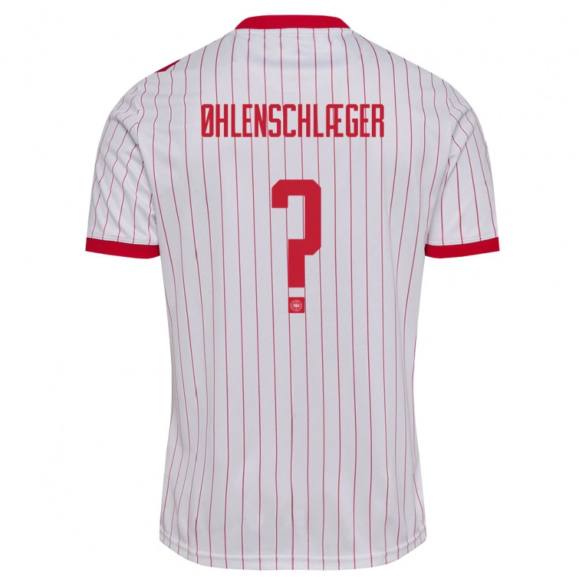 Danxen Dámské Dánsko Oskar Øhlenschlæger #0 Bílá Červená Daleko Hráčské Dresy 26-28 Dres