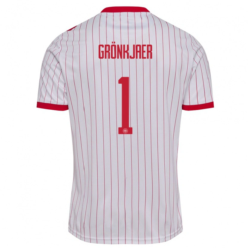 Danxen Dámské Dánsko Bertil Grönkjaer #1 Bílá Červená Daleko Hráčské Dresy 26-28 Dres