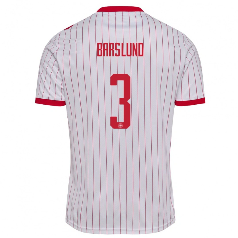 Danxen Dámské Dánsko Kaare Barslund #3 Bílá Červená Daleko Hráčské Dresy 26-28 Dres