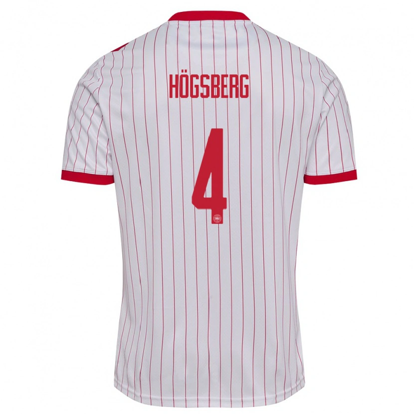Danxen Dámské Dánsko Lucas Høgsberg #4 Bílá Červená Daleko Hráčské Dresy 26-28 Dres