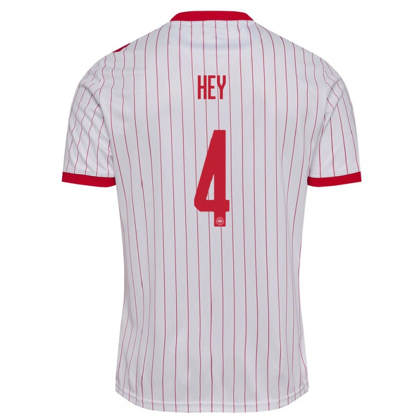 Danxen Dámské Dánsko Lucas Hey #4 Bílá Červená Daleko Hráčské Dresy 26-28 Dres