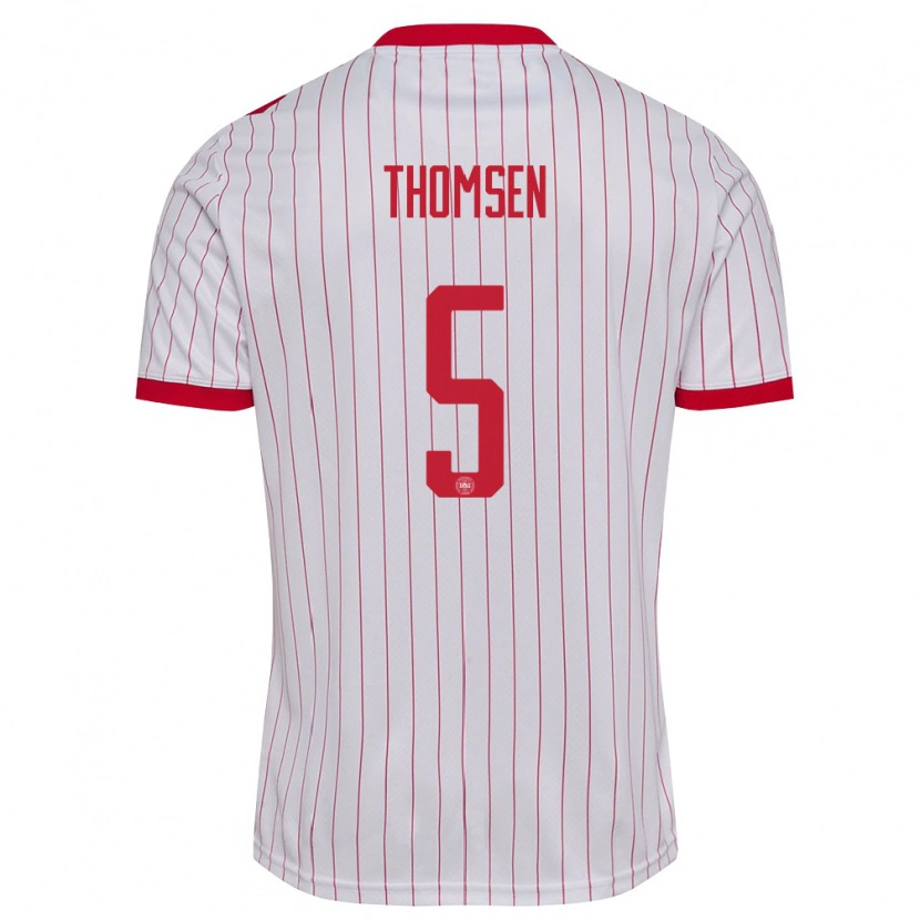 Danxen Dámské Dánsko Rilke Thomsen #5 Bílá Červená Daleko Hráčské Dresy 26-28 Dres