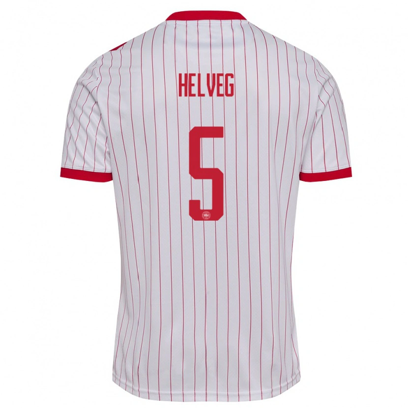 Danxen Dámské Dánsko Richard Helveg #5 Bílá Červená Daleko Hráčské Dresy 26-28 Dres