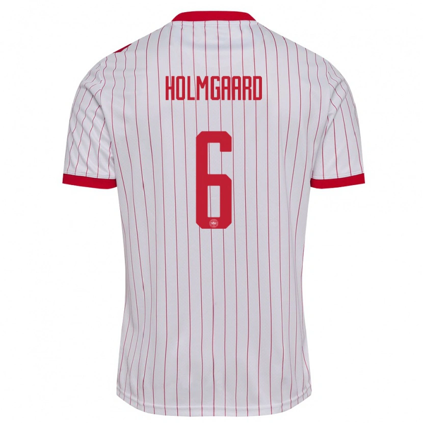Danxen Dámské Dánsko Karen Holmgaard #6 Bílá Červená Daleko Hráčské Dresy 26-28 Dres