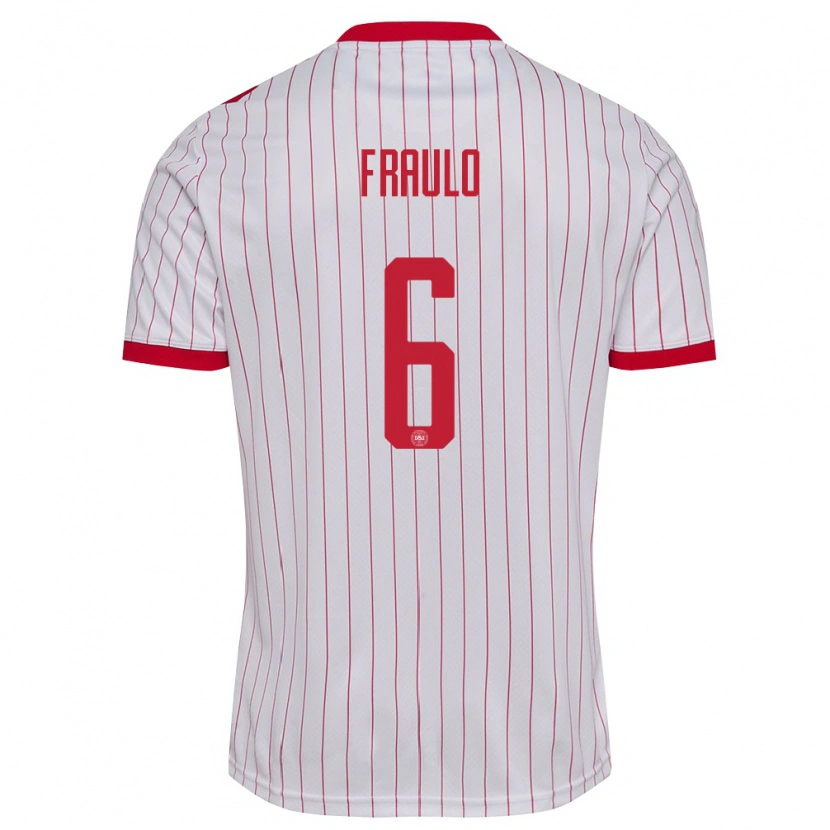 Danxen Dámské Dánsko Oscar Fraulo #6 Bílá Červená Daleko Hráčské Dresy 26-28 Dres