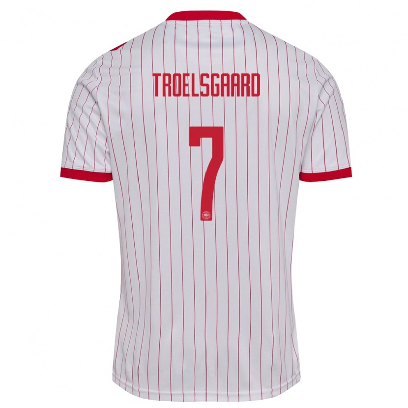 Danxen Dámské Dánsko Sanne Troelsgaard #7 Bílá Červená Daleko Hráčské Dresy 26-28 Dres