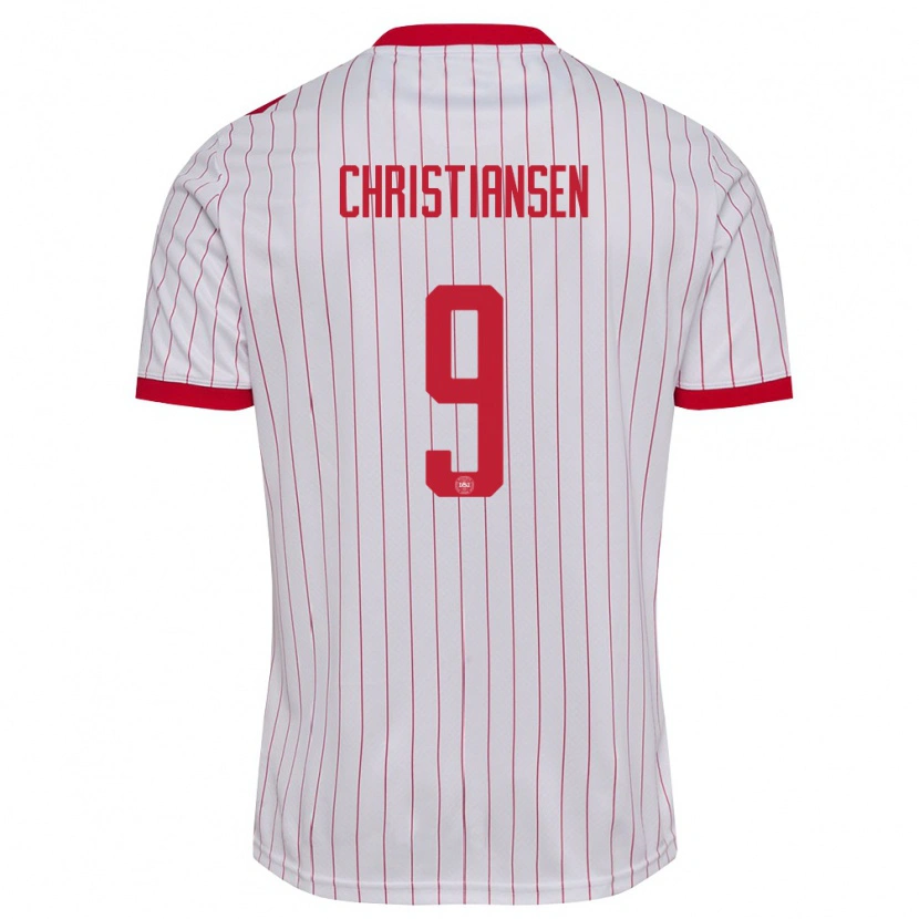 Danxen Dámské Dánsko Nanna Christiansen #9 Bílá Červená Daleko Hráčské Dresy 26-28 Dres