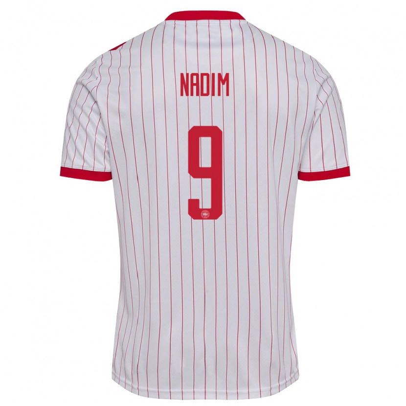 Danxen Dámské Dánsko Nadia Nadim #9 Bílá Červená Daleko Hráčské Dresy 26-28 Dres