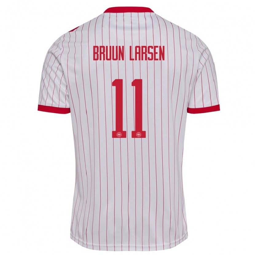 Danxen Dámské Dánsko Jacob Bruun Larsen #11 Bílá Červená Daleko Hráčské Dresy 26-28 Dres