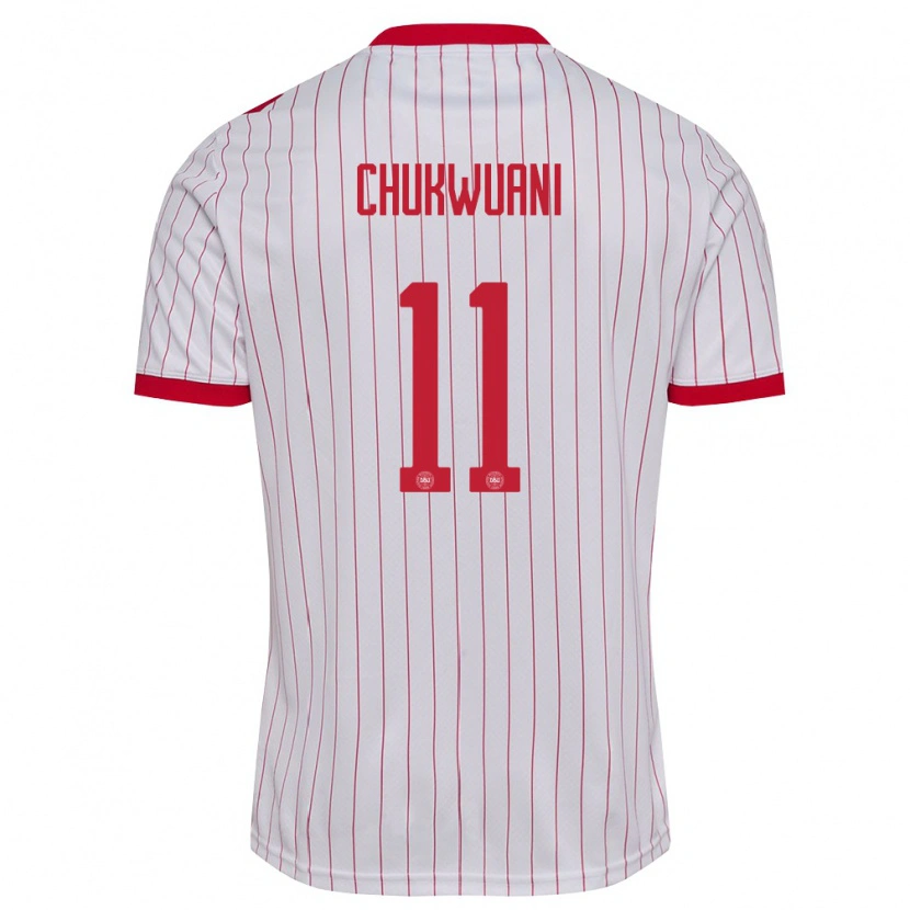 Danxen Dámské Dánsko Ekene Chukwuani #11 Bílá Červená Daleko Hráčské Dresy 26-28 Dres