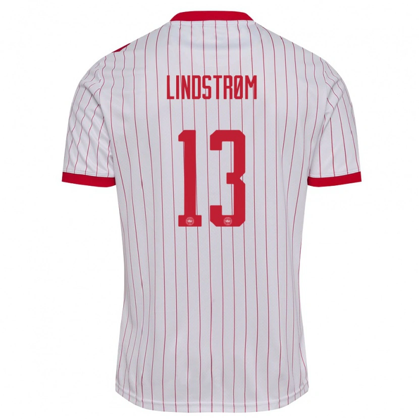 Danxen Dámské Dánsko Jesper Lindstrøm #13 Bílá Červená Daleko Hráčské Dresy 26-28 Dres