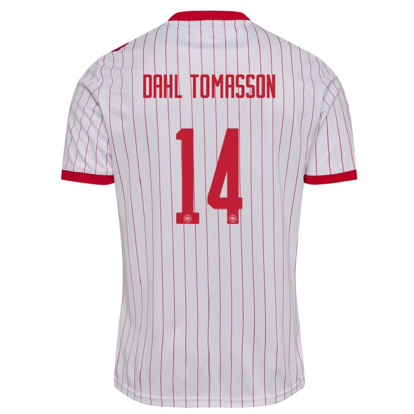 Danxen Dámské Dánsko Luca Dahl Tomasson #14 Bílá Červená Daleko Hráčské Dresy 26-28 Dres