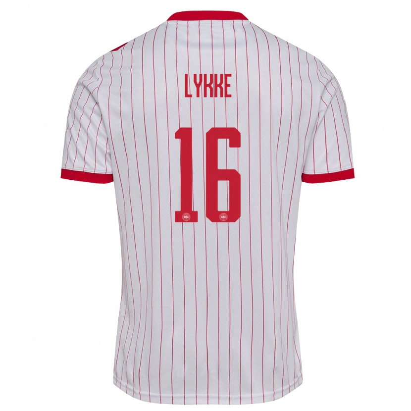 Danxen Dámské Dánsko William Lykke #16 Bílá Červená Daleko Hráčské Dresy 26-28 Dres