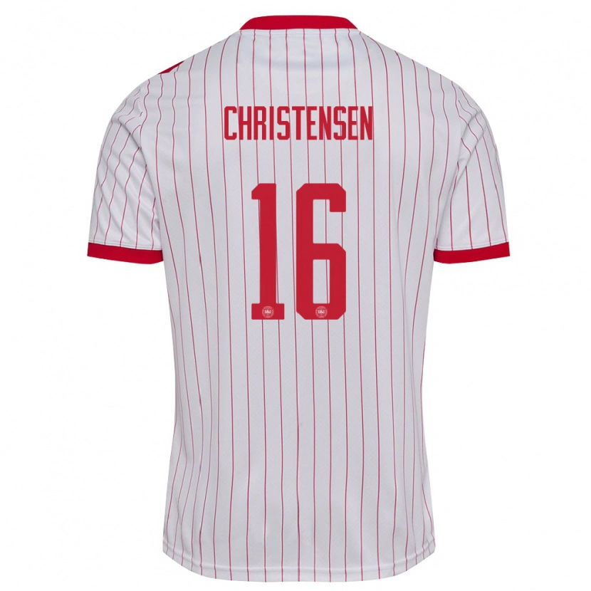 Danxen Dámské Dánsko Oliver Christensen #16 Bílá Červená Daleko Hráčské Dresy 26-28 Dres