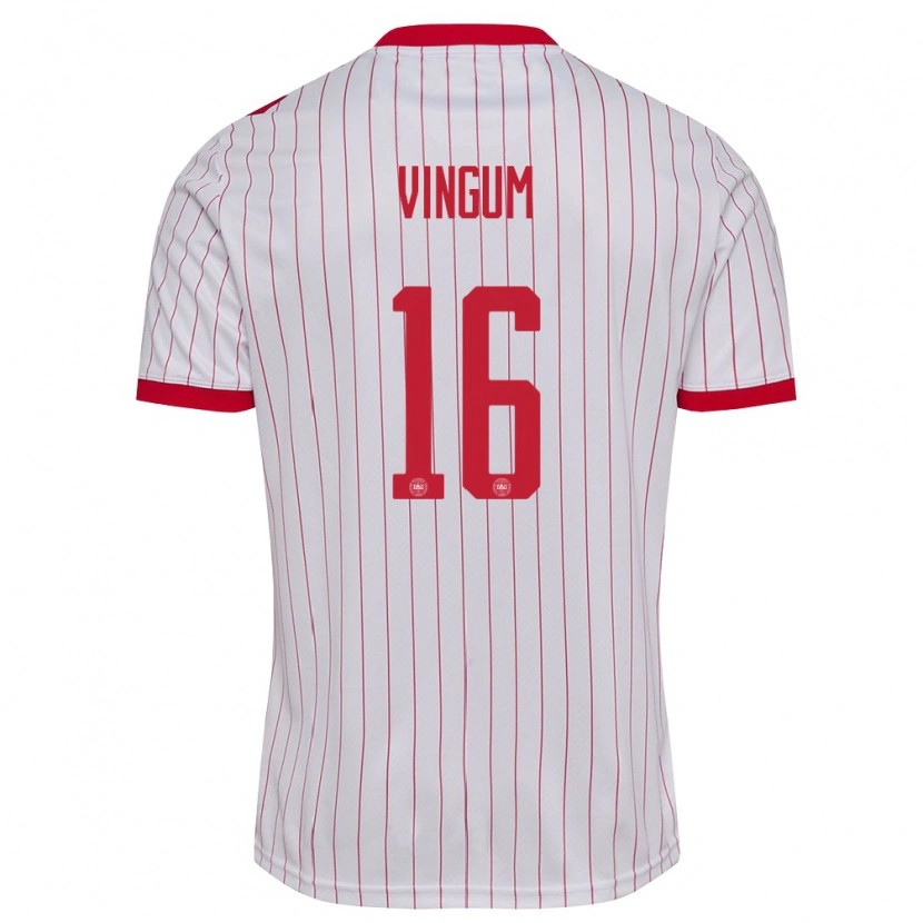 Danxen Dámské Dánsko Alberte Vingum #16 Bílá Červená Daleko Hráčské Dresy 26-28 Dres