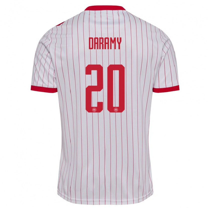 Danxen Dámské Dánsko Mohamed Daramy #20 Bílá Červená Daleko Hráčské Dresy 26-28 Dres