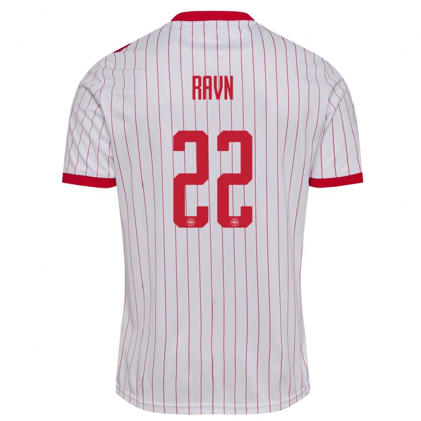Danxen Dámské Dánsko Anders Ravn #22 Bílá Červená Daleko Hráčské Dresy 26-28 Dres