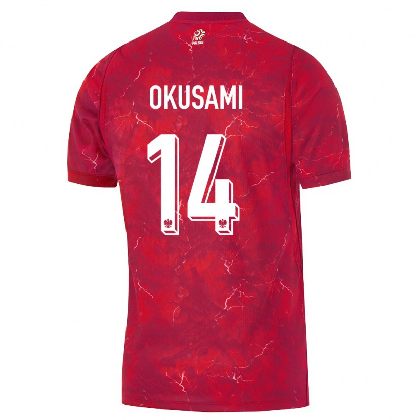 Danxen Dámské Polsko Jakub Okusami #14 Červená Bílá Daleko Hráčské Dresy 26-28 Dres