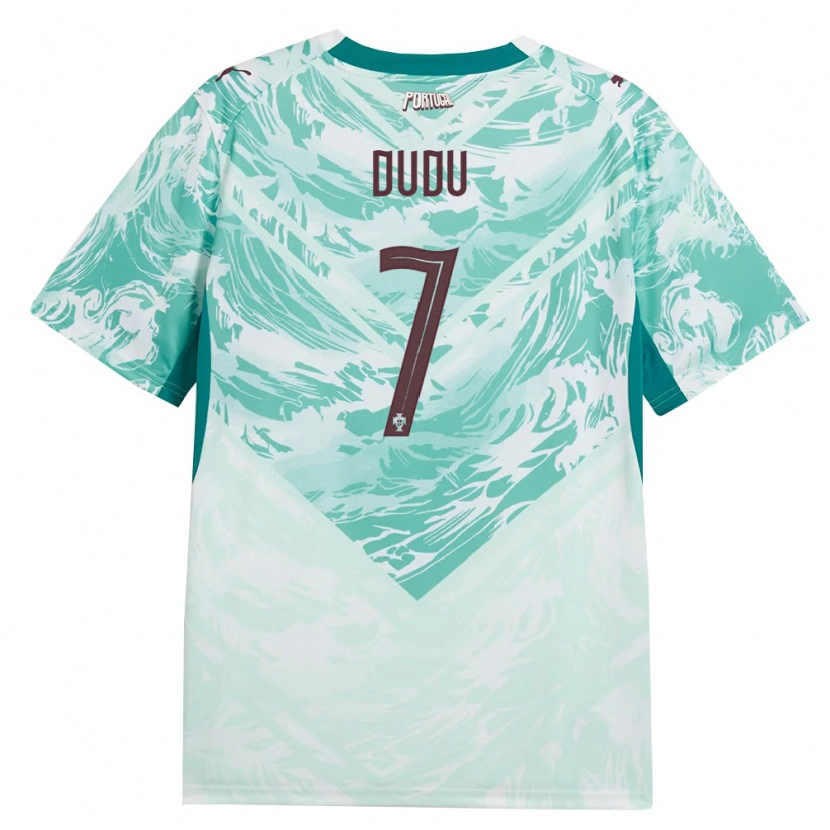 Danxen Dámské Portugalsko Dudu #7 Nebeská Modrá Bílá Zelená Daleko Hráčské Dresy 26-28 Dres