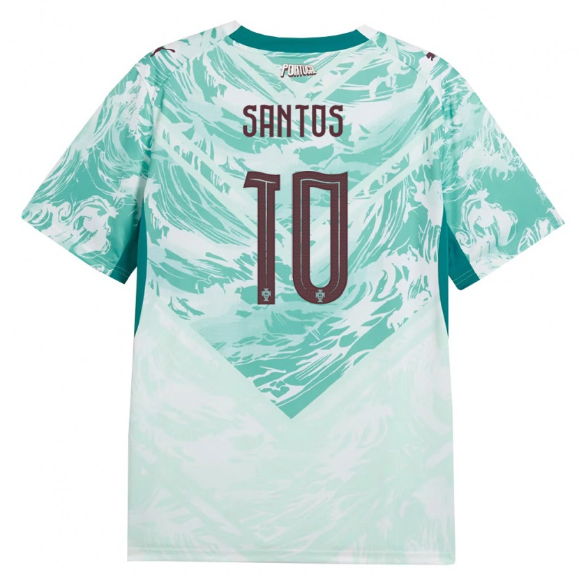Danxen Dámské Portugalsko Pedro Santos #10 Nebeská Modrá Bílá Zelená Daleko Hráčské Dresy 26-28 Dres