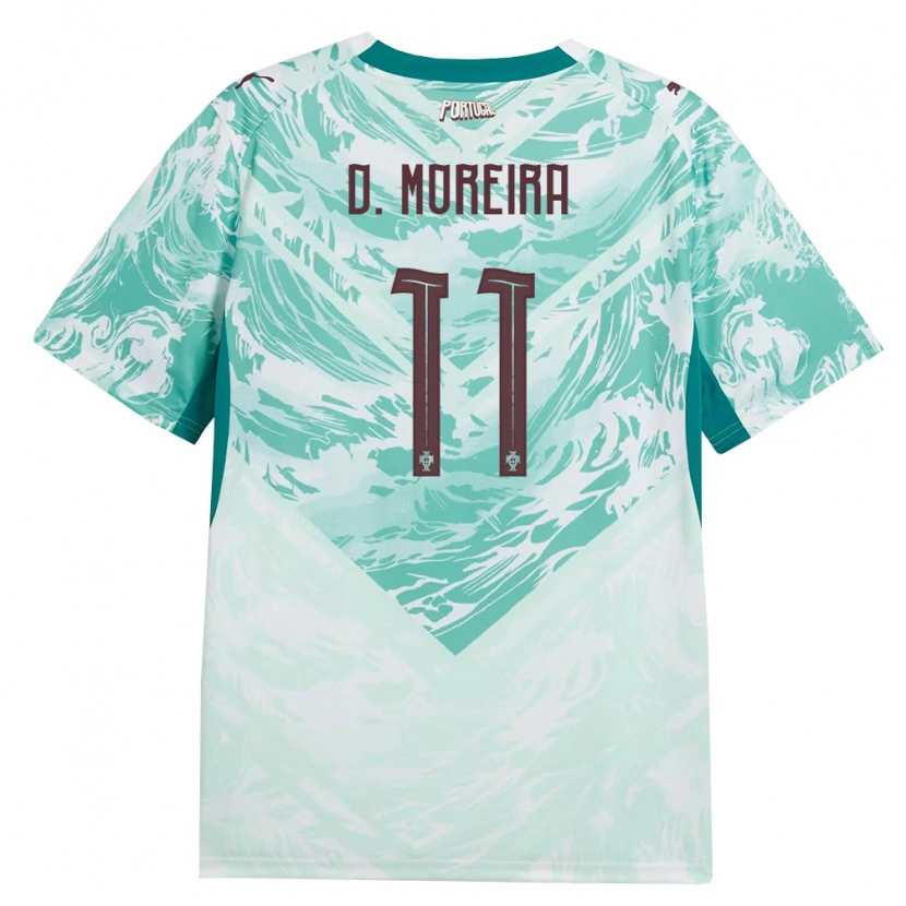 Danxen Dámské Portugalsko Diego Moreira #11 Nebeská Modrá Bílá Zelená Daleko Hráčské Dresy 26-28 Dres