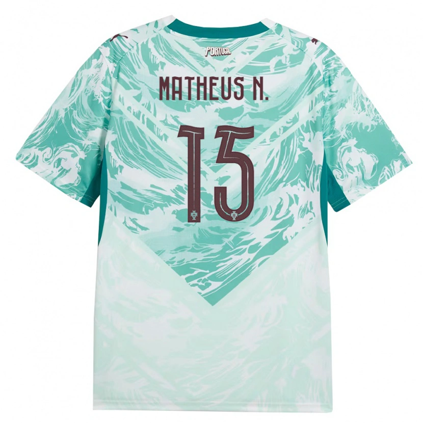 Danxen Dámské Portugalsko Matheus Nunes #15 Nebeská Modrá Bílá Zelená Daleko Hráčské Dresy 26-28 Dres