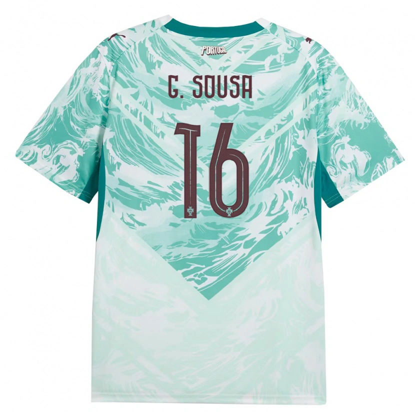 Danxen Dámské Portugalsko Gonçalo Sousa #16 Nebeská Modrá Bílá Zelená Daleko Hráčské Dresy 26-28 Dres