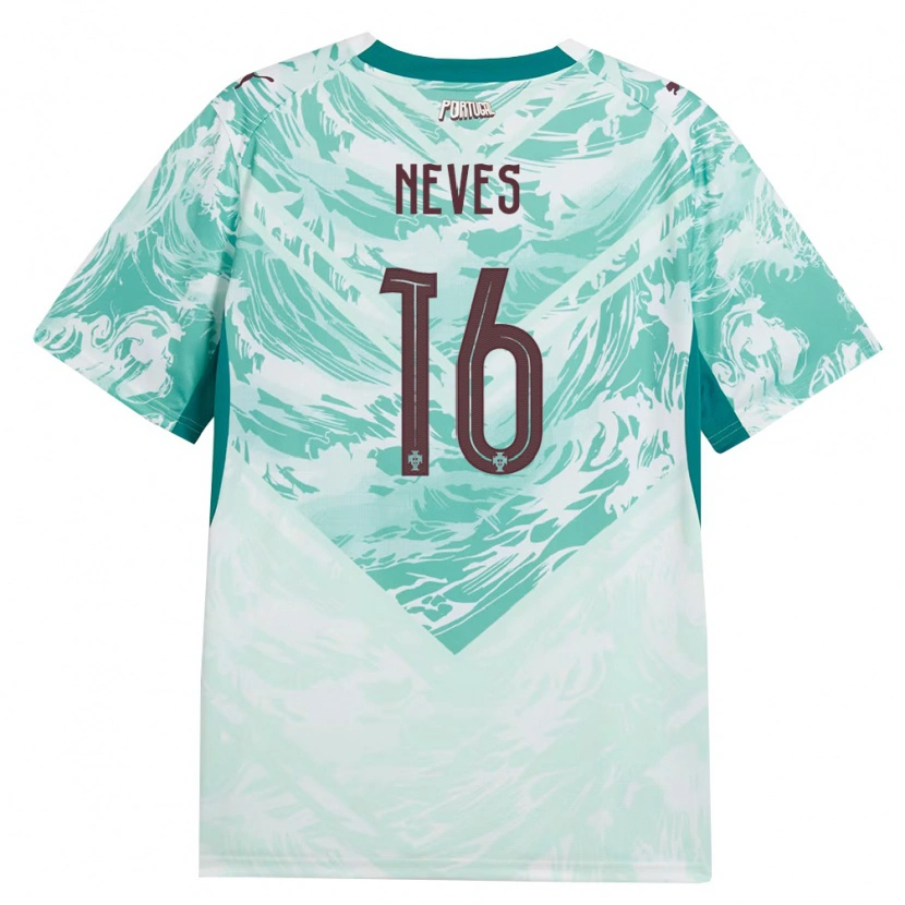 Danxen Dámské Portugalsko Gil Neves #16 Nebeská Modrá Bílá Zelená Daleko Hráčské Dresy 26-28 Dres