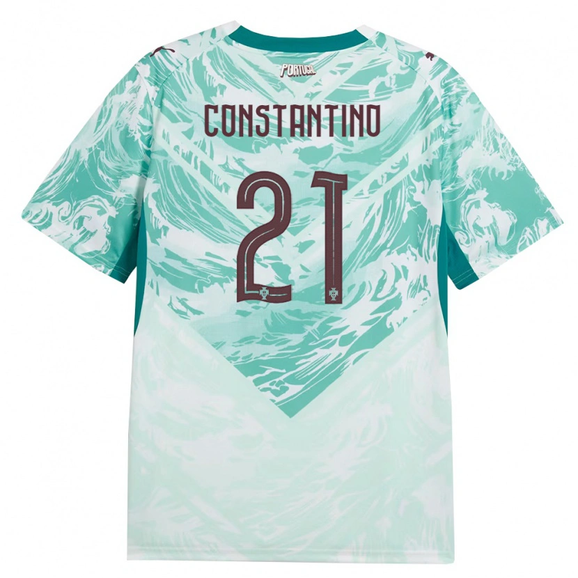 Danxen Dámské Portugalsko Simão Constantino #21 Nebeská Modrá Bílá Zelená Daleko Hráčské Dresy 26-28 Dres
