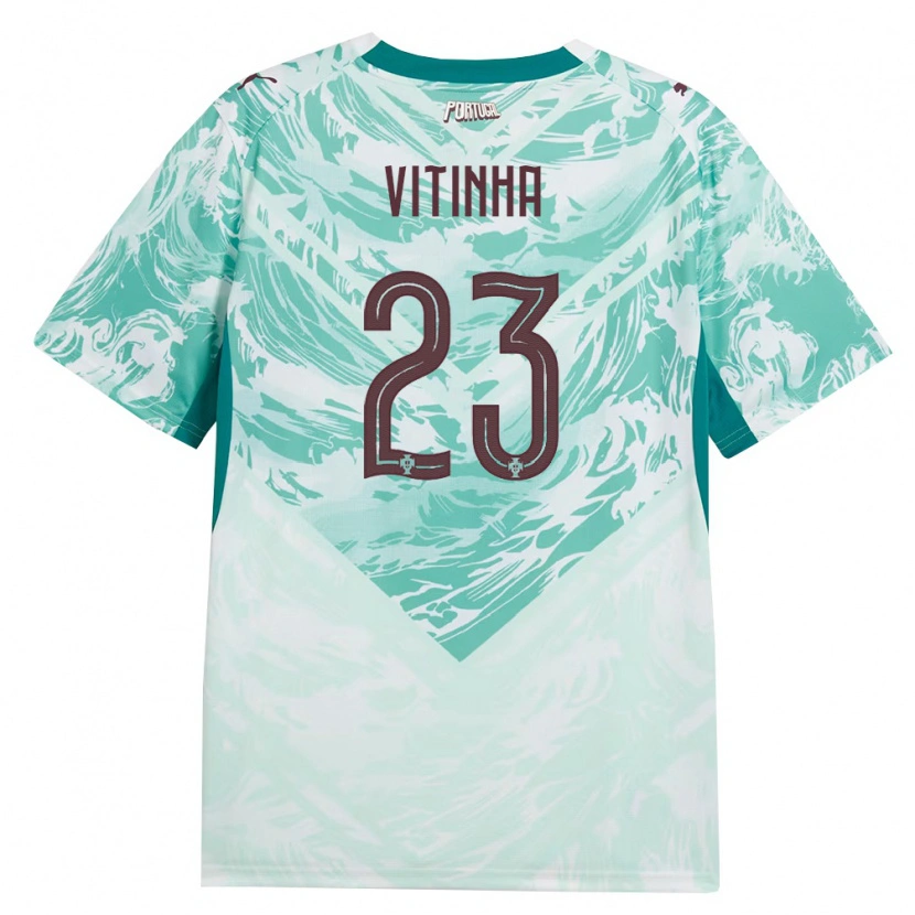 Danxen Dámské Portugalsko Vitinha #23 Nebeská Modrá Bílá Zelená Daleko Hráčské Dresy 26-28 Dres