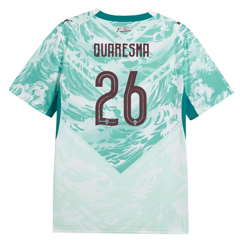 Danxen Dámské Portugalsko Eduardo Quaresma #26 Nebeská Modrá Bílá Zelená Daleko Hráčské Dresy 26-28 Dres
