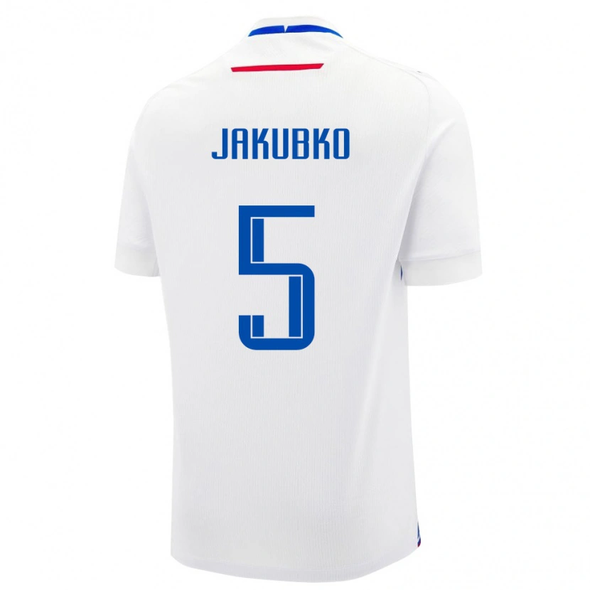 Danxen Dámské Slovensko Jakub Jakubko #5 Bílá Modrá Daleko Hráčské Dresy 26-28 Dres