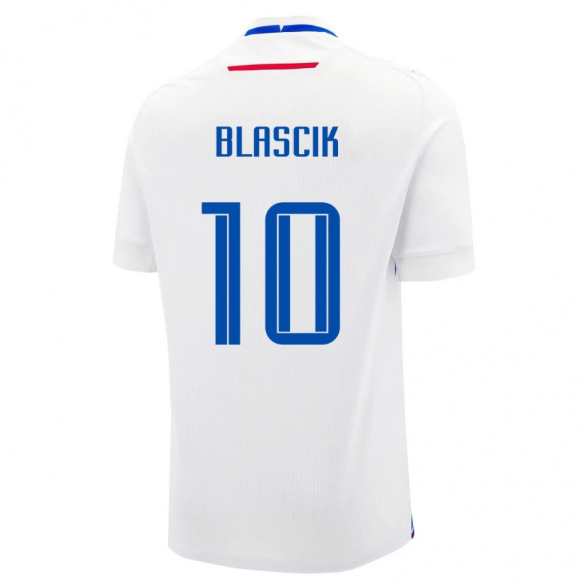 Danxen Dámské Slovensko Damian Blascik #10 Bílá Modrá Daleko Hráčské Dresy 26-28 Dres