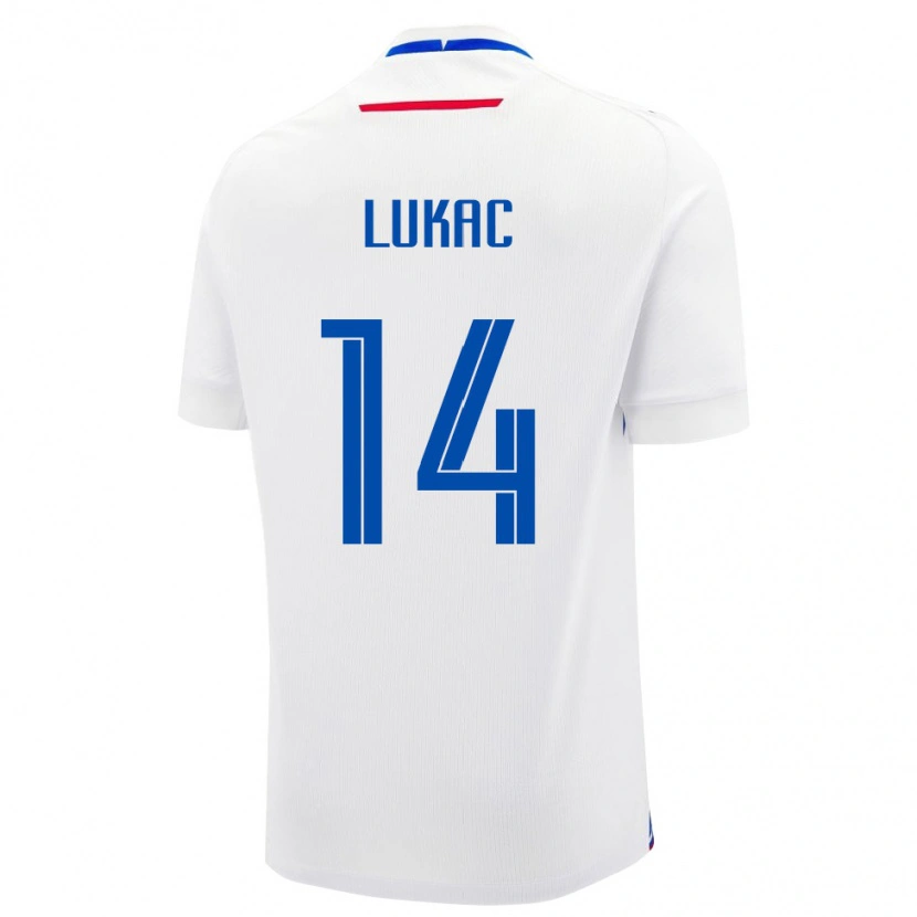Danxen Dámské Slovensko Andrej Lukac #14 Bílá Modrá Daleko Hráčské Dresy 26-28 Dres