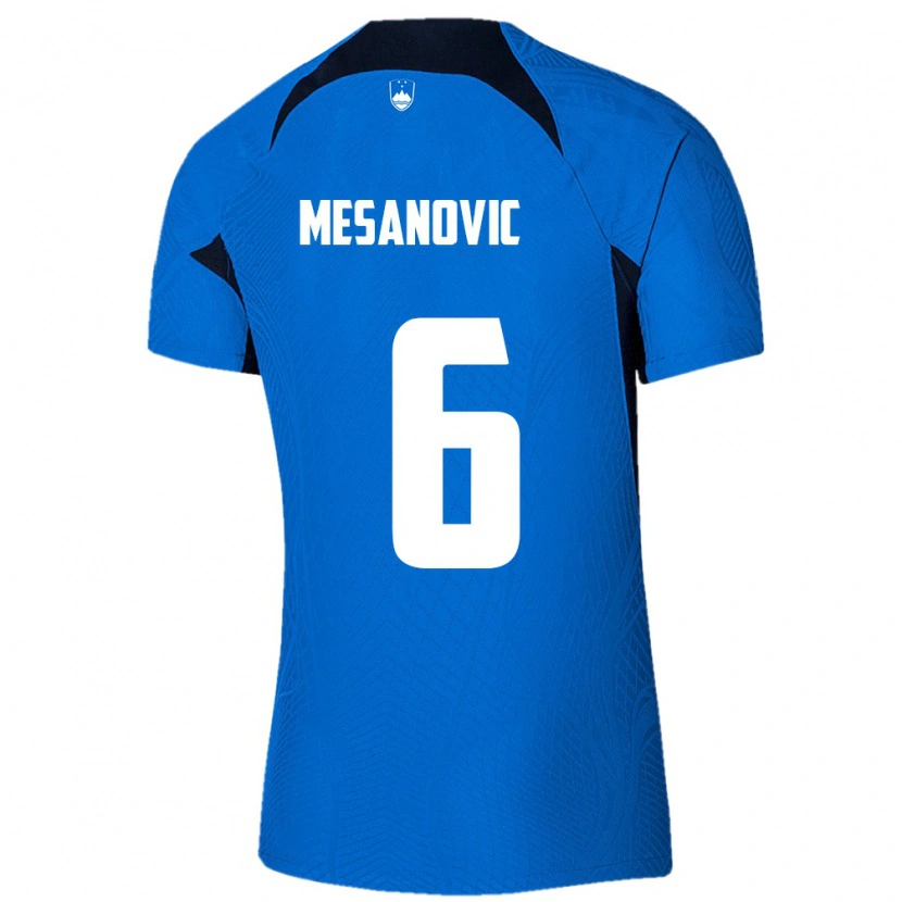 Danxen Dámské Slovinsko Emin Mesanovic #6 Modrá Bílá Daleko Hráčské Dresy 26-28 Dres