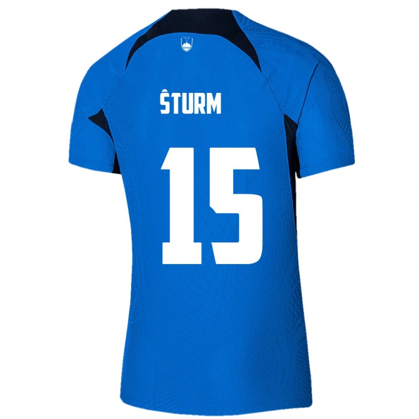Danxen Dámské Slovinsko Danijel Sturm #15 Modrá Bílá Daleko Hráčské Dresy 26-28 Dres