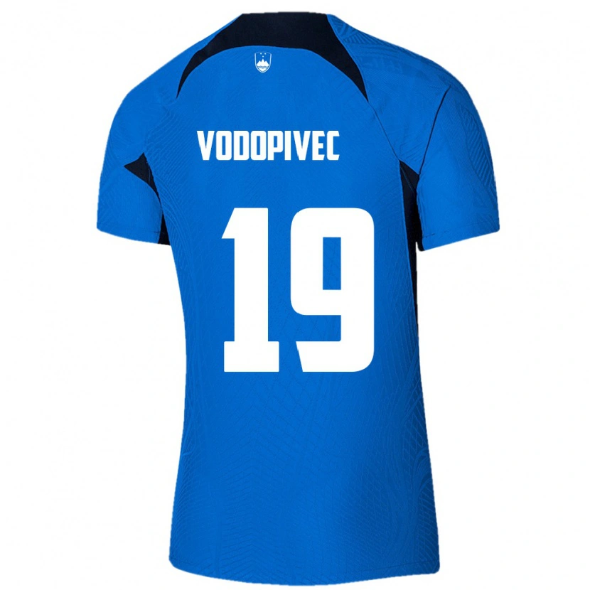 Danxen Dámské Slovinsko Aljaz Vodopivec #19 Modrá Bílá Daleko Hráčské Dresy 26-28 Dres