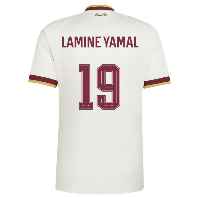 Danxen Dámské Španělsko Lamine Yamal #19 Smetanová Vínová Daleko Hráčské Dresy 26-28 Dres