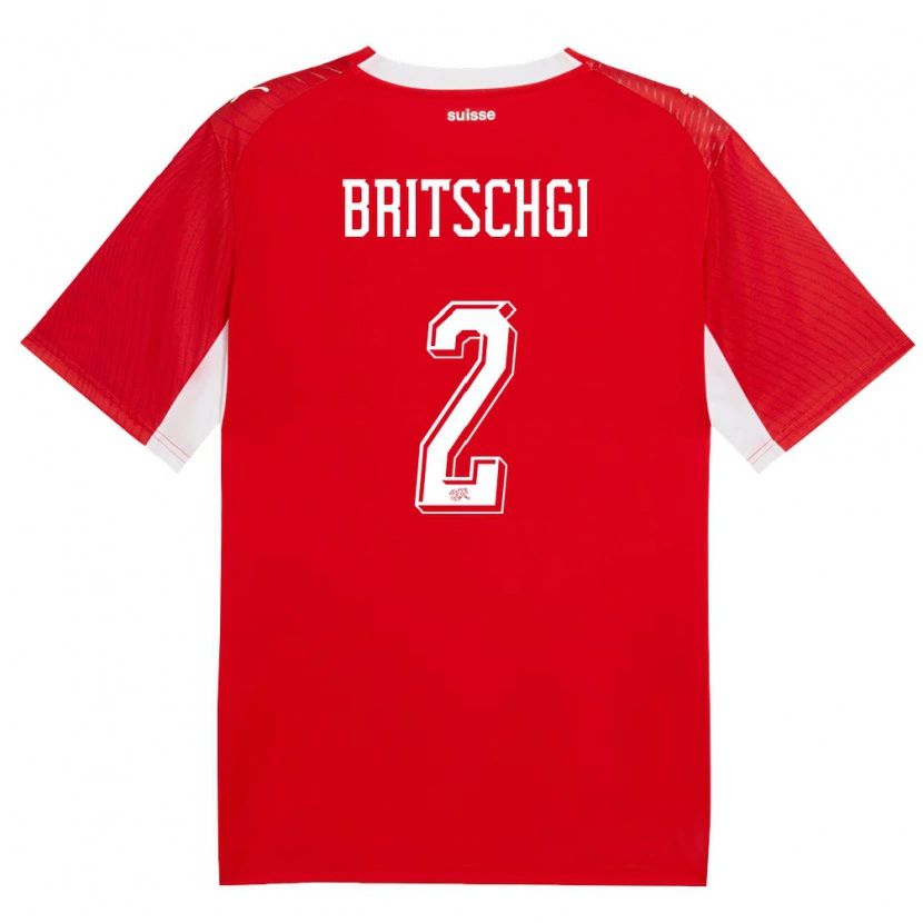 Danxen Dětské Švýcarsko Sascha Britschgi #2 Červená Bílá Domů Hráčské Dresy 26-28 Dres