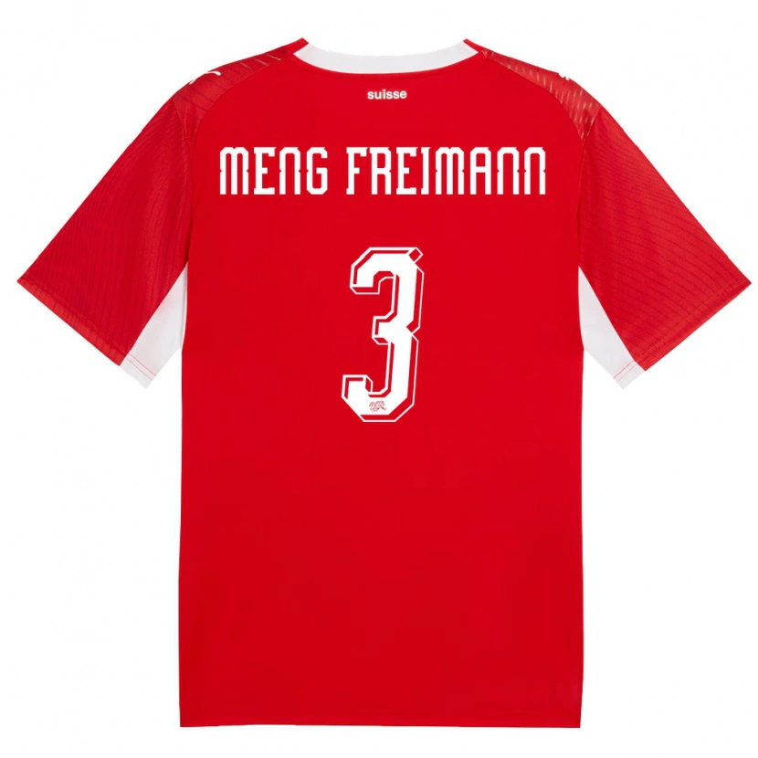 Danxen Dětské Švýcarsko Bung Meng Freimann #3 Červená Bílá Domů Hráčské Dresy 26-28 Dres