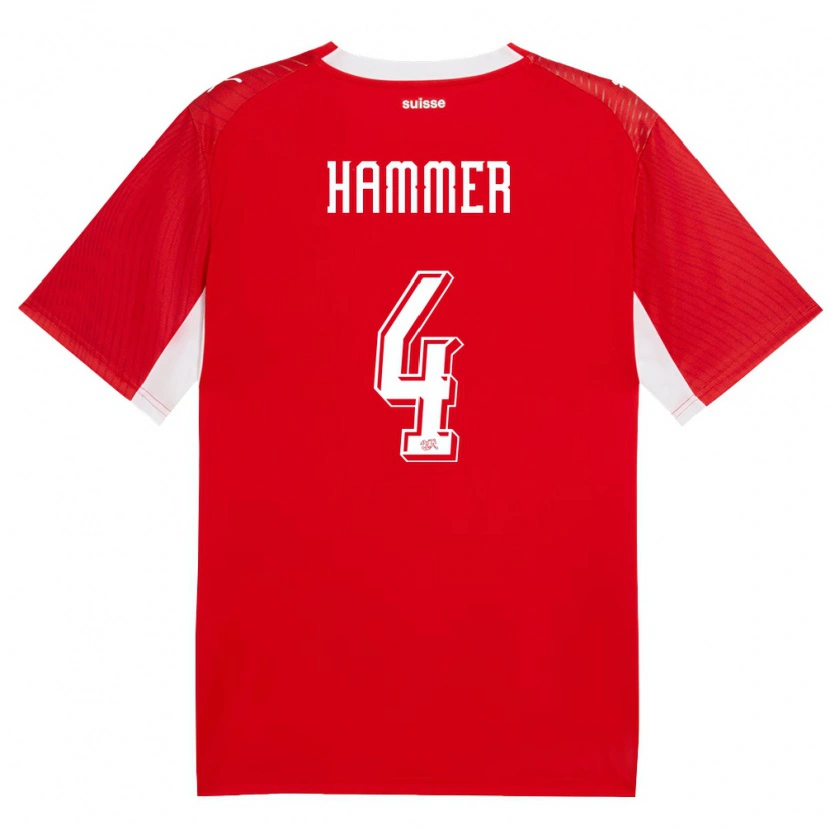 Danxen Dětské Švýcarsko Pascal Hammer #4 Červená Bílá Domů Hráčské Dresy 26-28 Dres