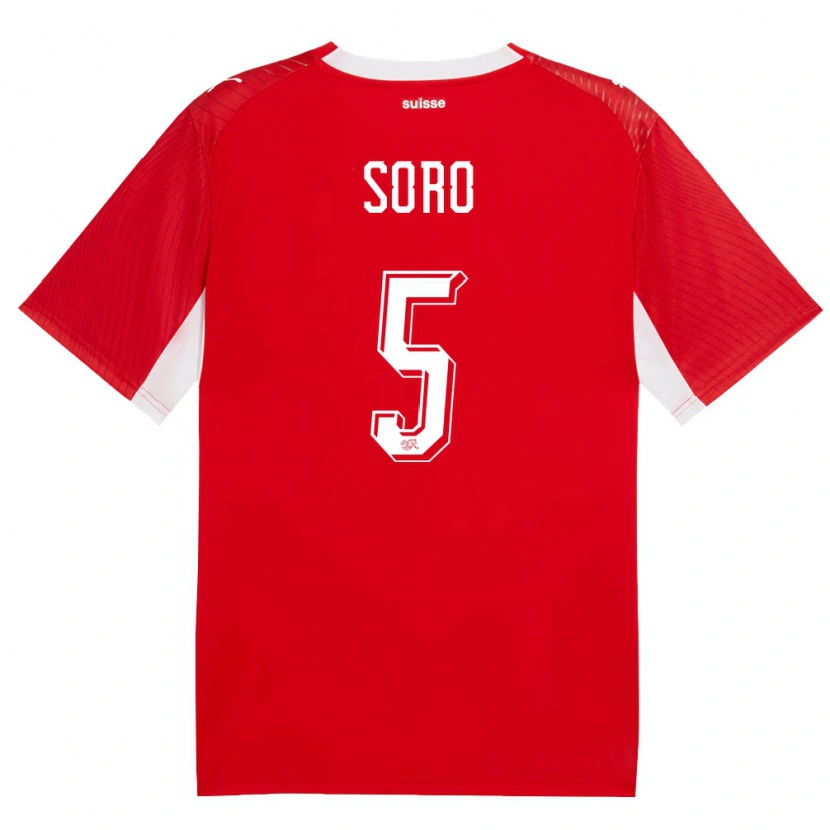 Danxen Dětské Švýcarsko Brillani Soro #5 Červená Bílá Domů Hráčské Dresy 26-28 Dres