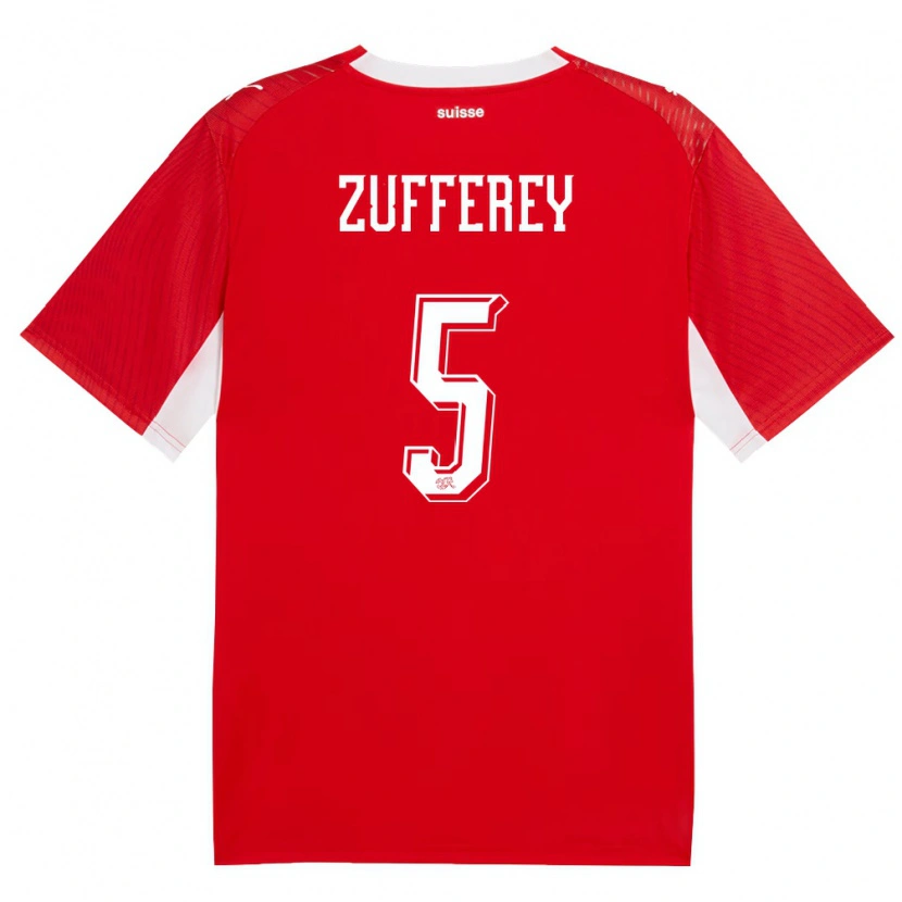 Danxen Dětské Švýcarsko Gil Zufferey #5 Červená Bílá Domů Hráčské Dresy 26-28 Dres