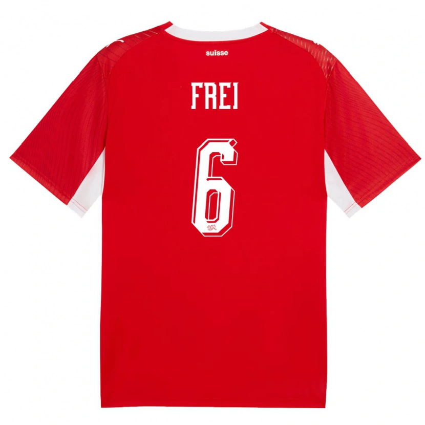 Danxen Dětské Švýcarsko Fabian Frei #6 Červená Bílá Domů Hráčské Dresy 26-28 Dres