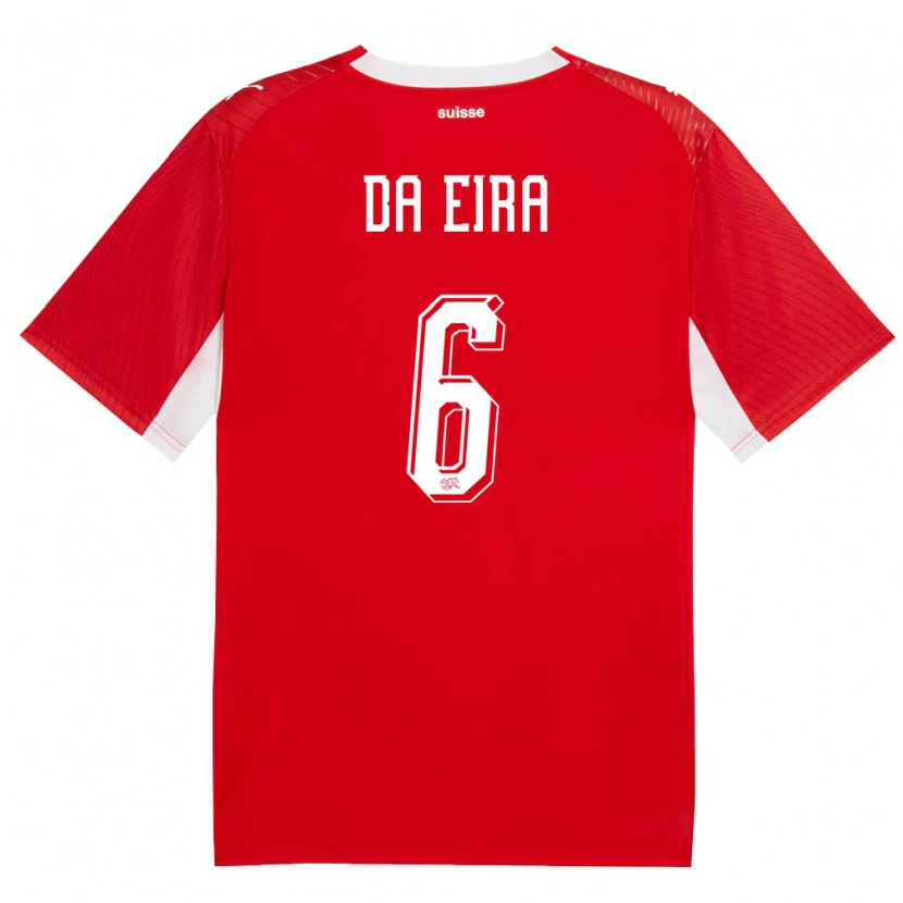 Danxen Dětské Švýcarsko Stefanie Da Eira #6 Červená Bílá Domů Hráčské Dresy 26-28 Dres