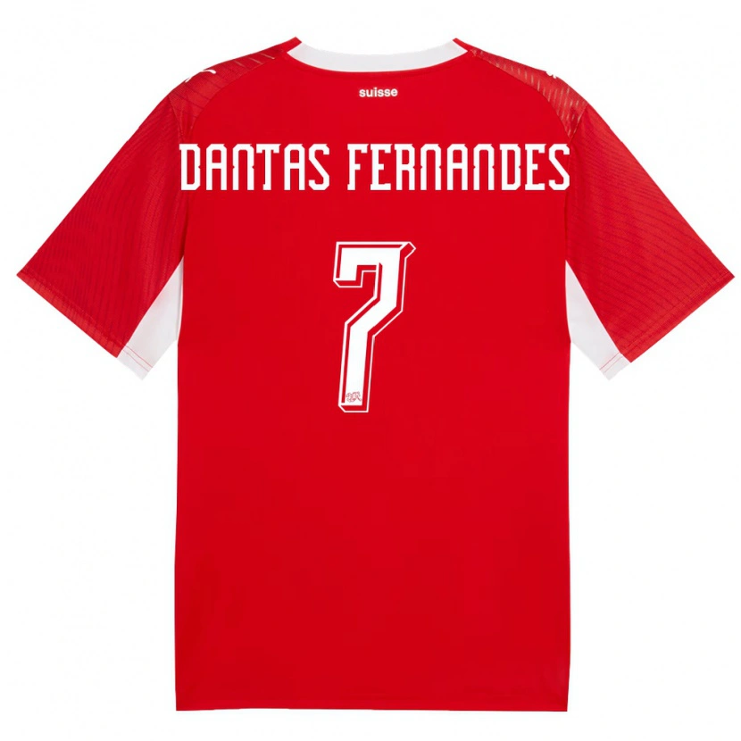Danxen Dětské Švýcarsko Ronaldo Dantas Fernandes #7 Červená Bílá Domů Hráčské Dresy 26-28 Dres