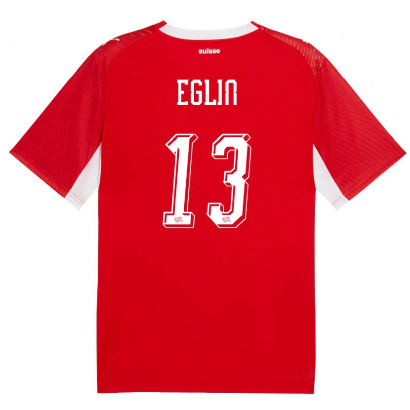 Danxen Dětské Švýcarsko Justin Eglin #13 Červená Bílá Domů Hráčské Dresy 26-28 Dres