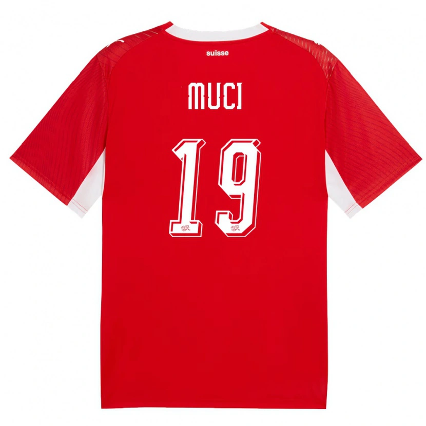 Danxen Dětské Švýcarsko Nikolas Muci #19 Červená Bílá Domů Hráčské Dresy 26-28 Dres