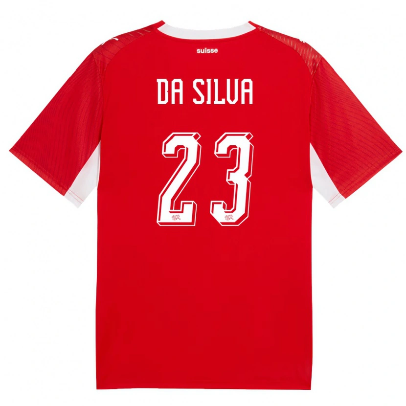 Danxen Dětské Švýcarsko David Da Silva #23 Červená Bílá Domů Hráčské Dresy 26-28 Dres